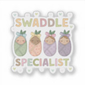 Swaddle Specialist Pastel Baby Illustration シール (正面)