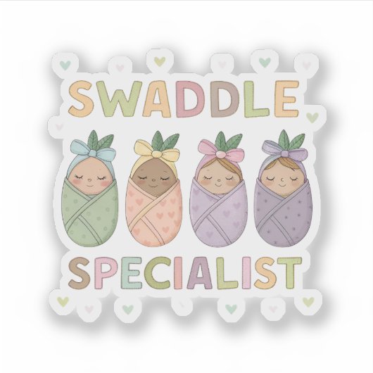 Swaddle Specialist Pastel Baby Illustration シール (正面)