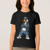 Swag Cartoon Duck with Gold Chains and Hoodie  トライブレンドＴシャツ (正面)