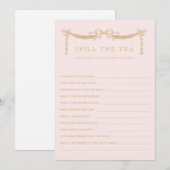 Swag w| Bows | Spill the Tea  Bridal Shower Game 招待状 (正面/裏面)