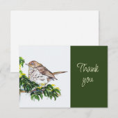 Swainson's Thrush Bird Nature WatercolorThank you サンキューカード (正面/裏面)
