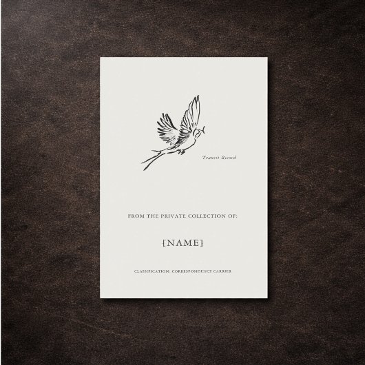 Swallow- Custom Vintage Ex Libris Bookplate 長方形シール