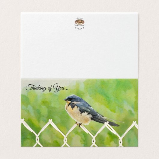 Swallow on a Fence - Thinking of You Card (外部フラット)