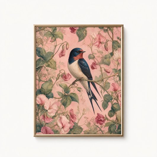 Swallow Sweet Pea Chinoiserie Poster ポスター
