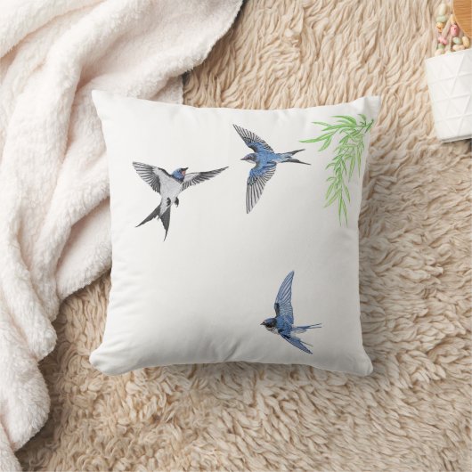 swallow throw pillow imitating Imitation embroider クッション (ブランケット)