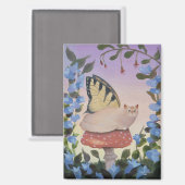 Swallowtail Butterfly Cat on Mushroom マグネット (正面/裏面)