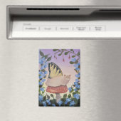 Swallowtail Butterfly Cat on Mushroom マグネット (インサイチュ (食洗機))