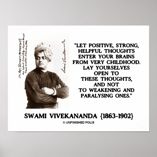 Swami Vivekanandaの強い前向き役に立つ考え ポスター (正面)
