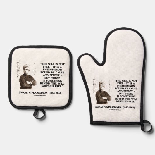Swami Vivekananda Will Is Not Free Cause Effect 鍋つかみ&鍋敷きセット (正面)