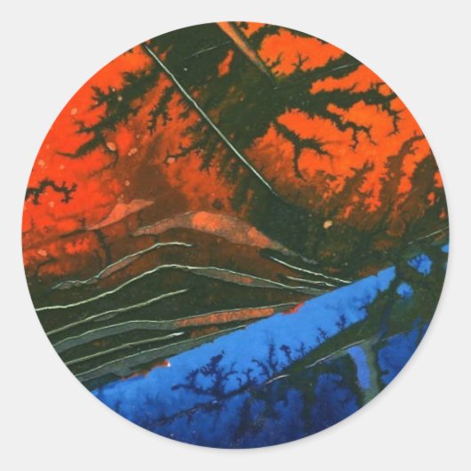"Swamp Fire"抽象デザインシール ラウンドシール (正面)