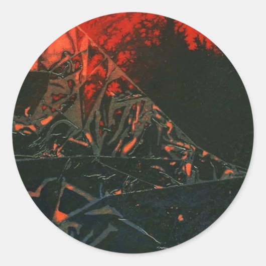 "Swamp Fire #3"抽象デザインシール ラウンドシール (正面)