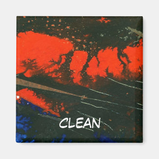 "Swamp Fire #5"抽象芸術食洗機状態磁石 マグネット