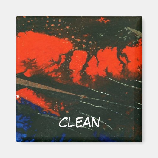 "Swamp Fire #5"抽象芸術食洗機状態磁石 マグネット (正面)