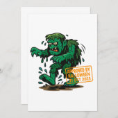 Swamp Monster Cartoon - Approved by Halloween 招待状 (正面/裏面)