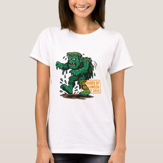 Swamp Monster Cartoon - Approved by Halloween Tシャツ (正面)