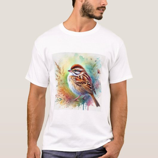 Swamp sparrow 220924AREF117 - Watercolor Tシャツ (正面)