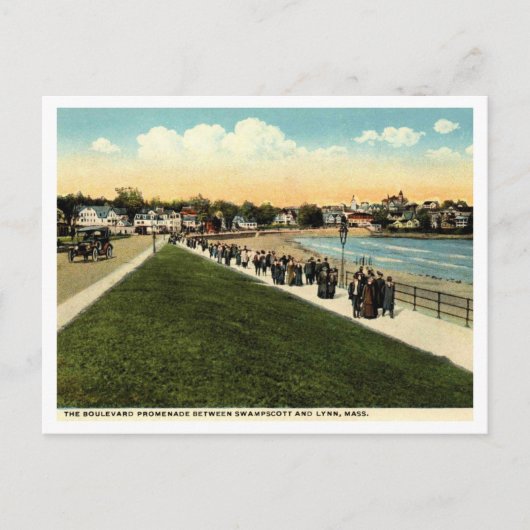 Swampscott, Lynn MA, Promenade c1920sヴィンテージ ポストカード (正面)