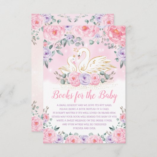 Swanかわいらしプリンセスシャワーベビー エンクロージャーカード (正面/裏面)