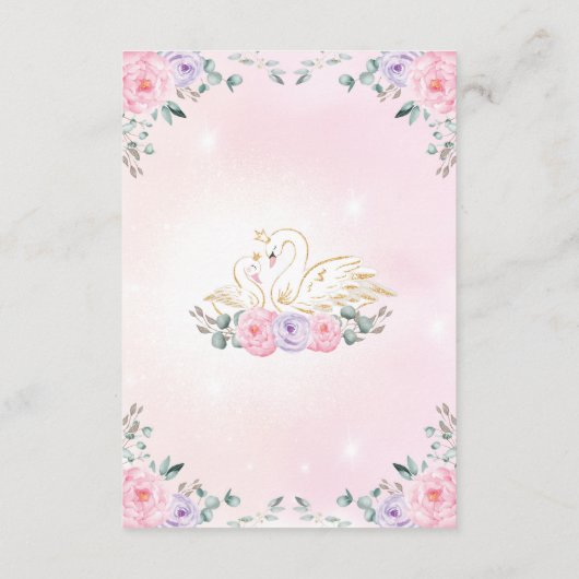 Swanかわいらしプリンセスシャワーベビー エンクロージャーカード (裏面)