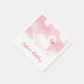 SWANエレガント金ゴールドクラウン淡い色のピンク水色 スタンダードカクテルナプキン (角)