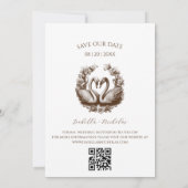 Swanフォトカードブラウンの日付を保存エレガントする 招待状 (裏面)