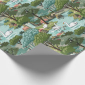 swan湖の数によるレトロのスタイルのペンキ ラッピングペーパー (角)