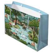 swan湖の数によるレトロのスタイルのペンキ ラージペーパーバッグ (裏面アングル)