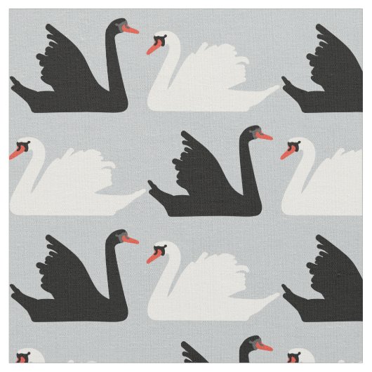 swan湖の白黒白鳥の生地 ファブリック (クローズアップ)