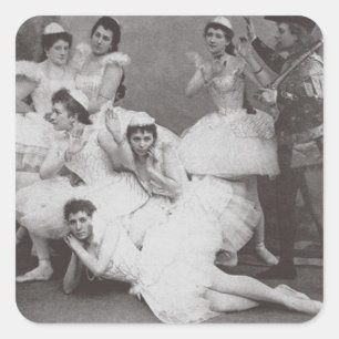 swan湖、Mariinskyの劇場1895年(b/wの写真) スクエアシール