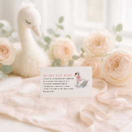 Swan and Pink Coquette Books for Baby Shower エンクロージャーカード