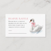 Swan and Pink Coquette Diaper Raffle Baby Shower エンクロージャーカード (正面)
