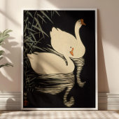 Swan and Reeds Ohara Koson Japanese Woodblock  ポスター