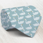 Swan Bird Pattern Light Teal Green ネクタイ