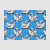 Swan Birds Pattern Design On Blue  薄葉紙 (正面)