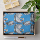 Swan Birds Pattern Design On Blue  薄葉紙 (ギフト)