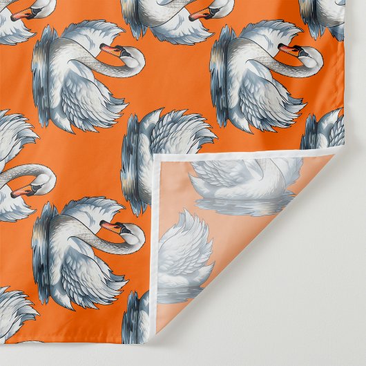 Swan Birds Pattern Design On Orange  ファブリック