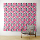 Swan Birds Pattern Design On Pink タペストリー (インサイチュ(横))