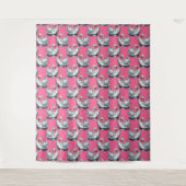 Swan Birds Pattern Design On Pink タペストリー (正面)