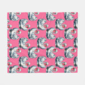 Swan Birds Pattern Design On Pink フリースブランケット (正面(横))