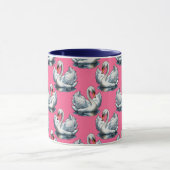 Swan Birds Pattern Design On Pink マグカップ (中央)