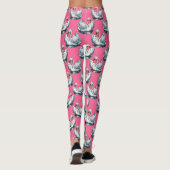 Swan Birds Pattern Design On Pink レギンス (裏面)