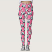 Swan Birds Pattern Design On Pink レギンス (正面)