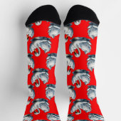 Swan Birds Pattern Design on Red ソックス (上部)