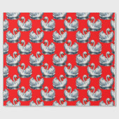 Swan Birds Pattern Design on Red ラッピングペーパー (フラット)