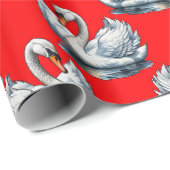 Swan Birds Pattern Design on Red ラッピングペーパー (ロールコーナー)