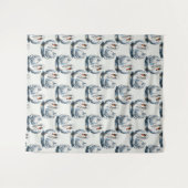 Swan Birds Pattern Design on White  タペストリー (正面(横))