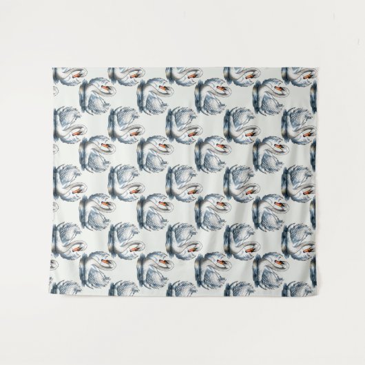 Swan Birds Pattern Design on White  タペストリー (正面(横))