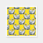 Swan Birds Pattern Design On Yellow  スタンダードカクテルナプキン (正面)