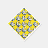 Swan Birds Pattern Design On Yellow  スタンダードカクテルナプキン (角)