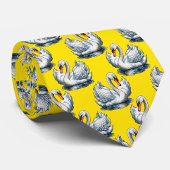 Swan Birds Pattern Design On Yellow  ネクタイ